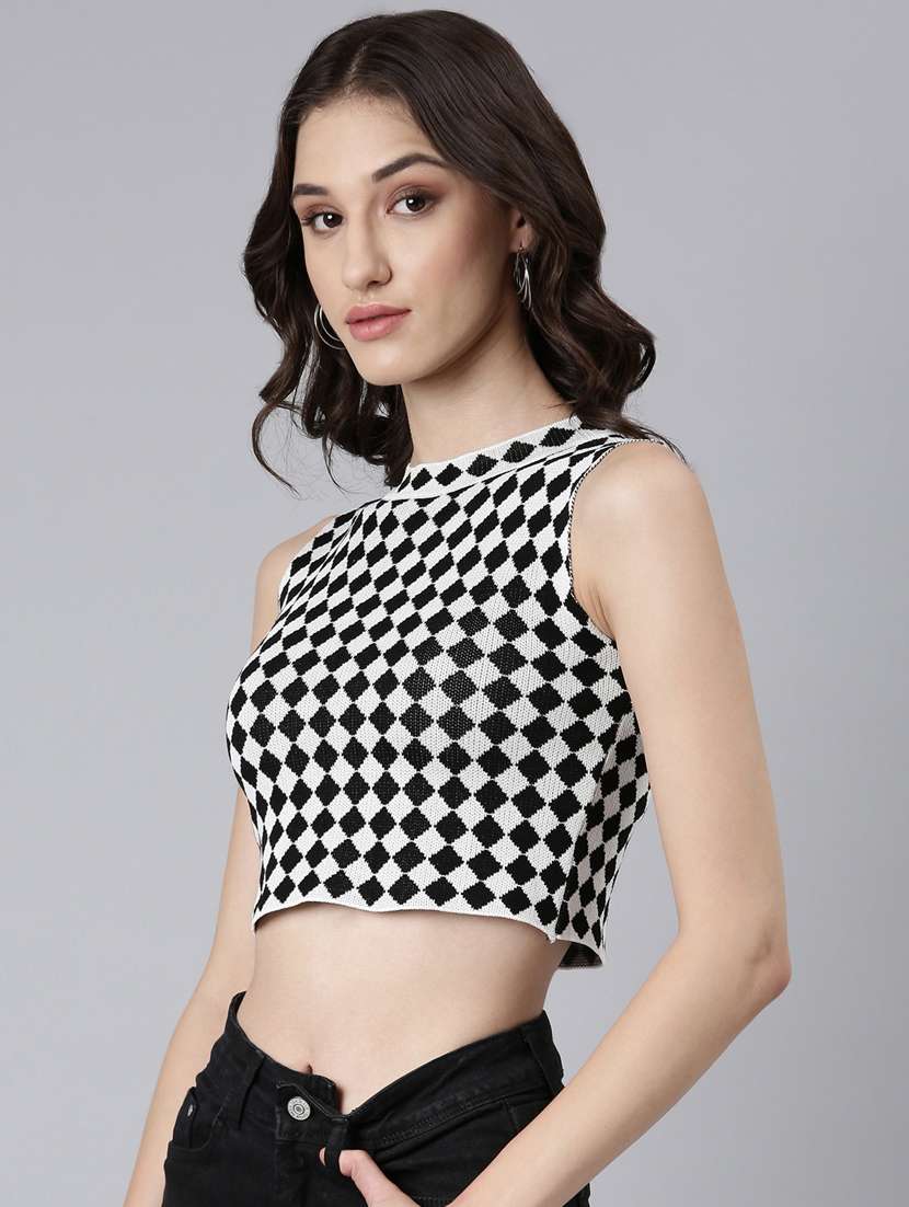 black acrylic crop top - 20383079 - Standard Image - 1