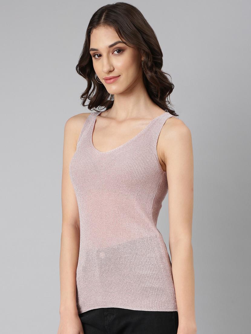 peach acrylic sleeveless top - 20383098 - Standard Image - 1