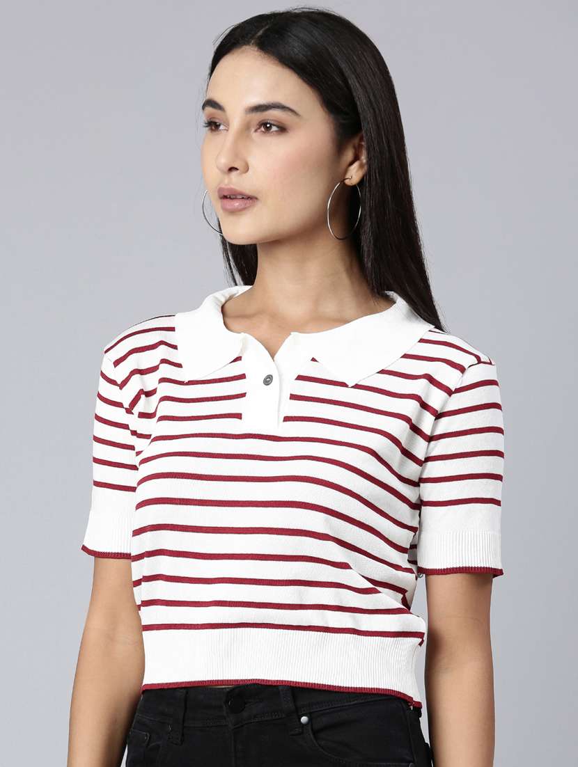 white striped casual top - 20383101 -  Standard Image - 1