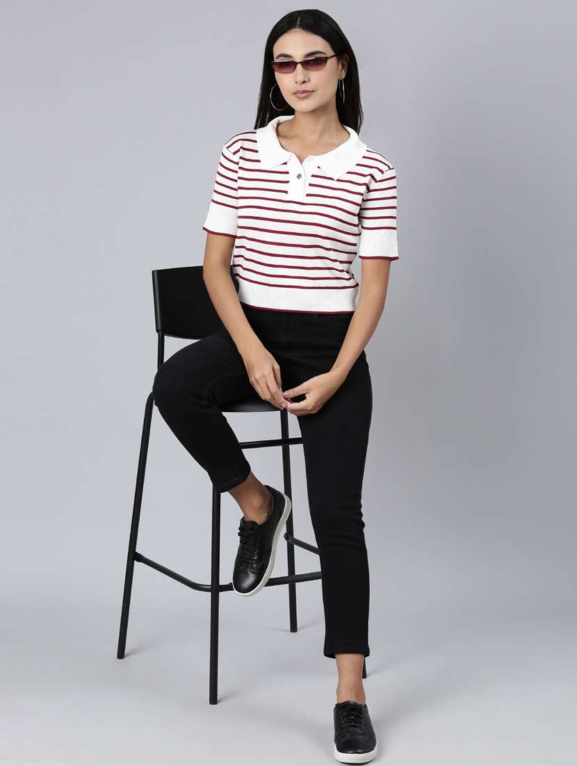 white striped casual top - 20383101 -  Standard Image - 4