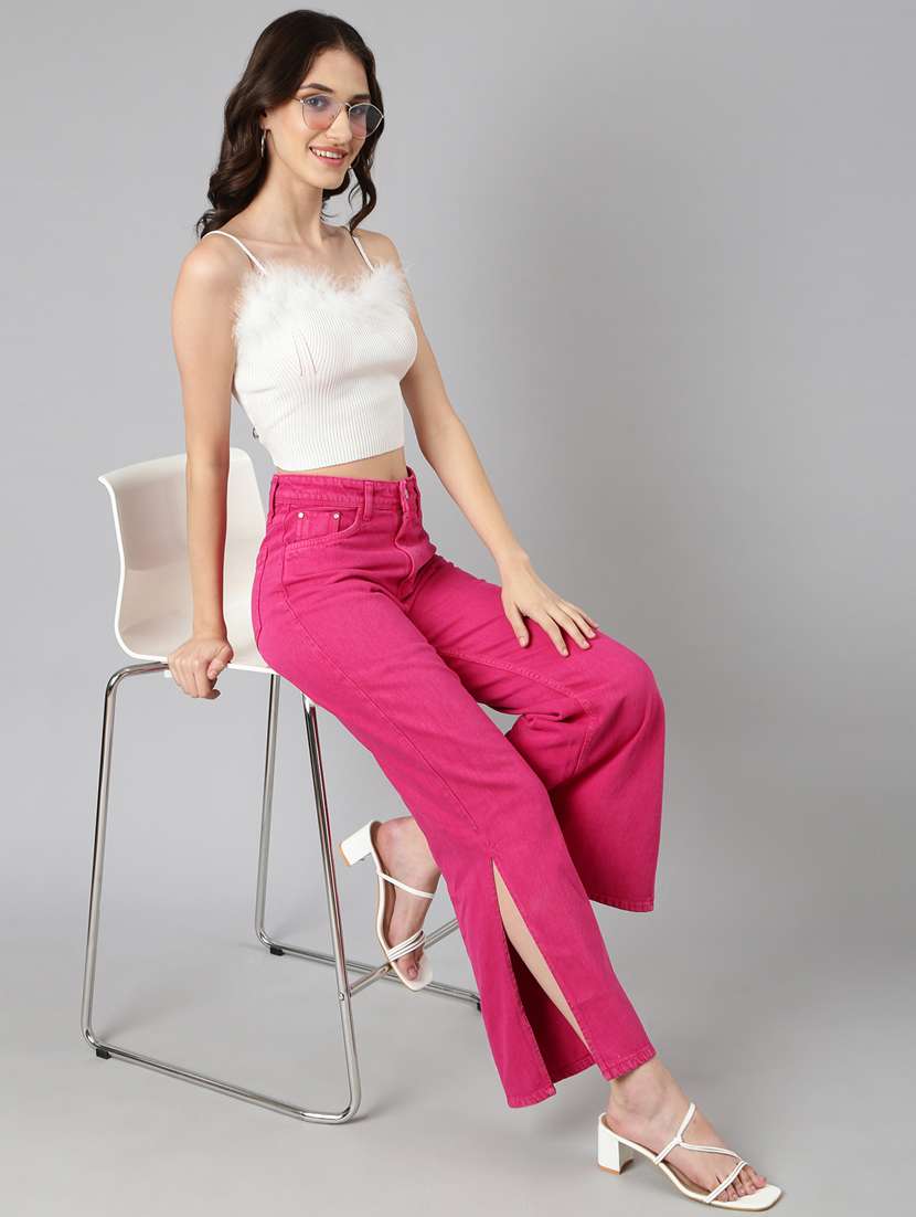 white solid acrylic crop top - 20383103 -  Standard Image - 4