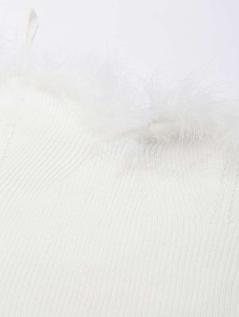 white solid acrylic crop top - 20383103 -  Standard Image - 6