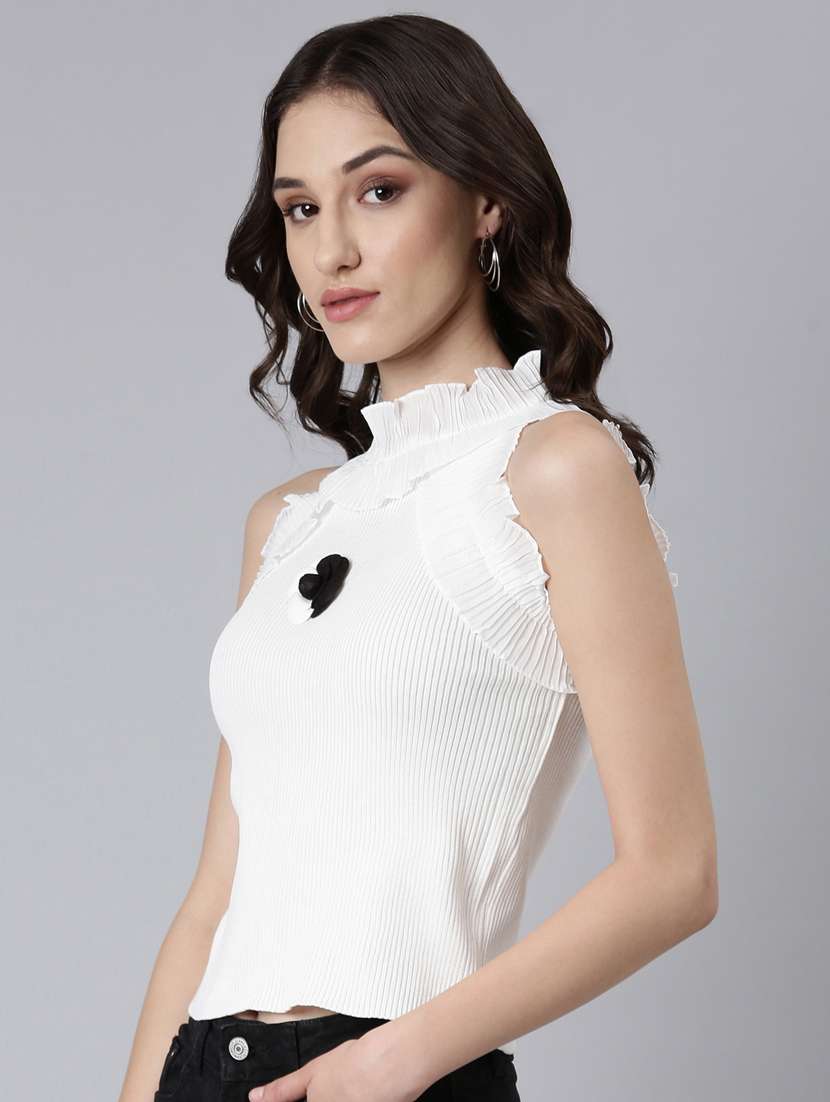 women off white acrylic regular top - 20383108 -  Standard Image - 1