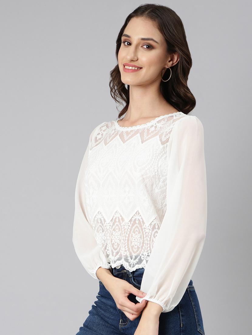 women white round neck long sleeves top - 20383110 - Standard Image - 1