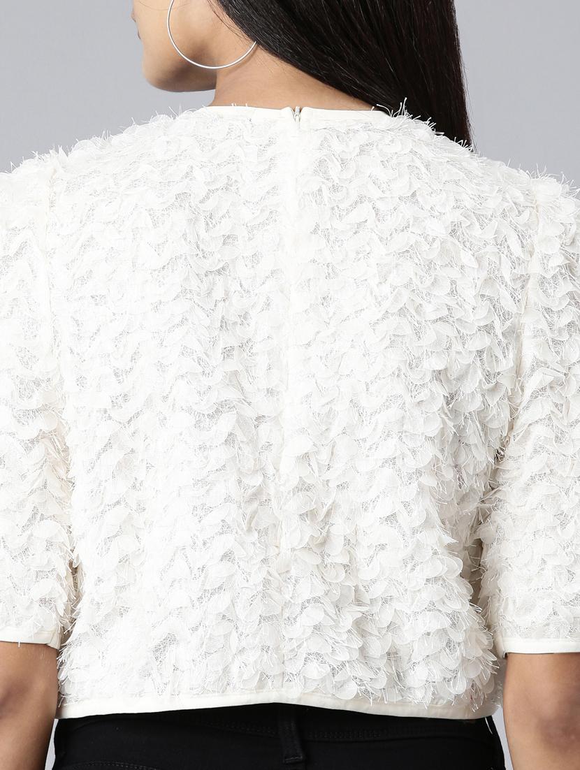 women white crew neck crop top - 20383111 - Standard Image - 6