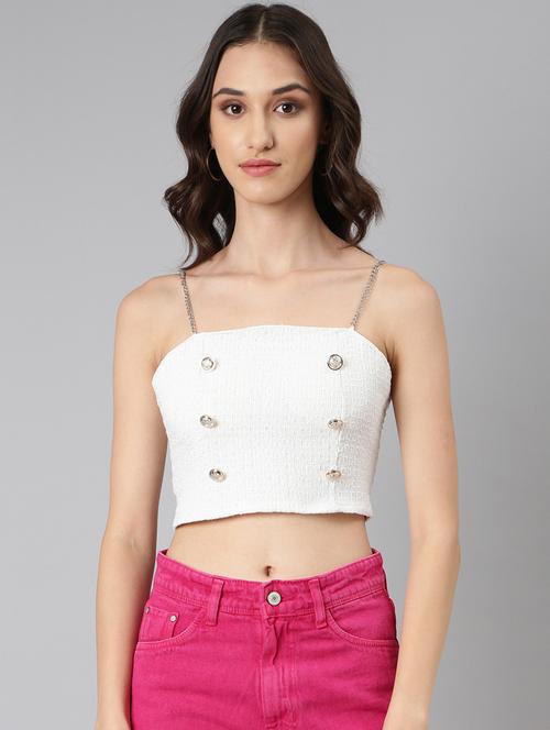 white solid crop top - 20383113 -  Standard Image - 0