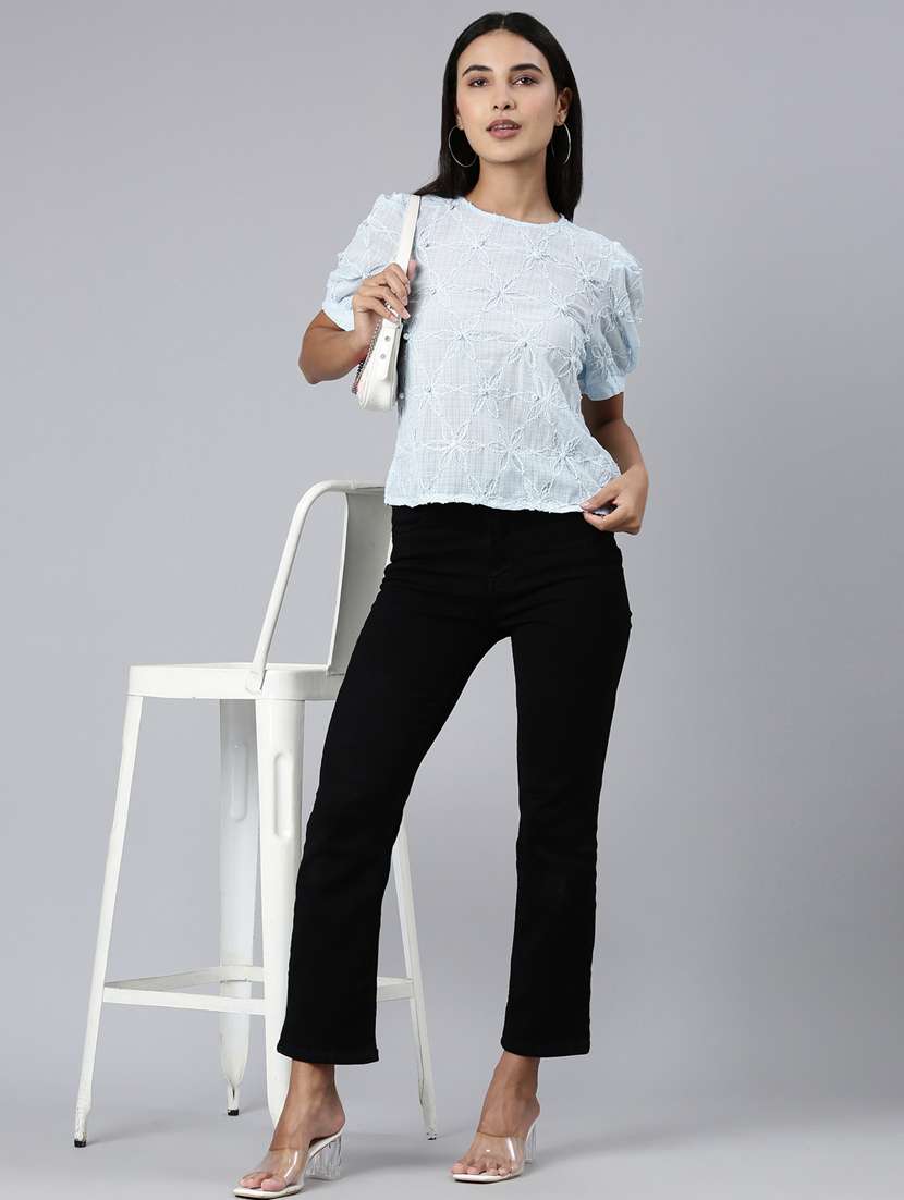 blue embroidered regular top - 20383114 -  Standard Image - 4