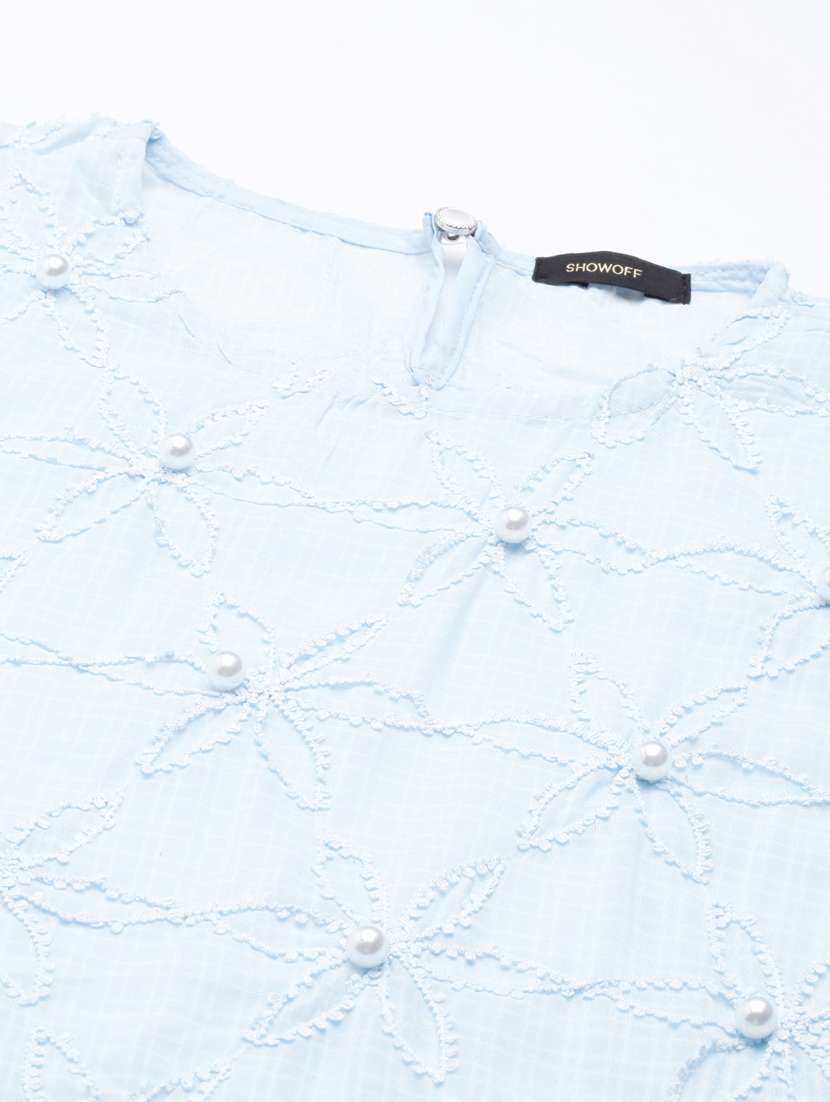 blue embroidered regular top - 20383114 -  Standard Image - 6