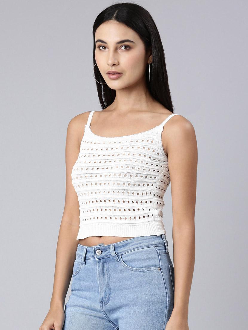 white acrylic crop top - 20383116 - Standard Image - 1