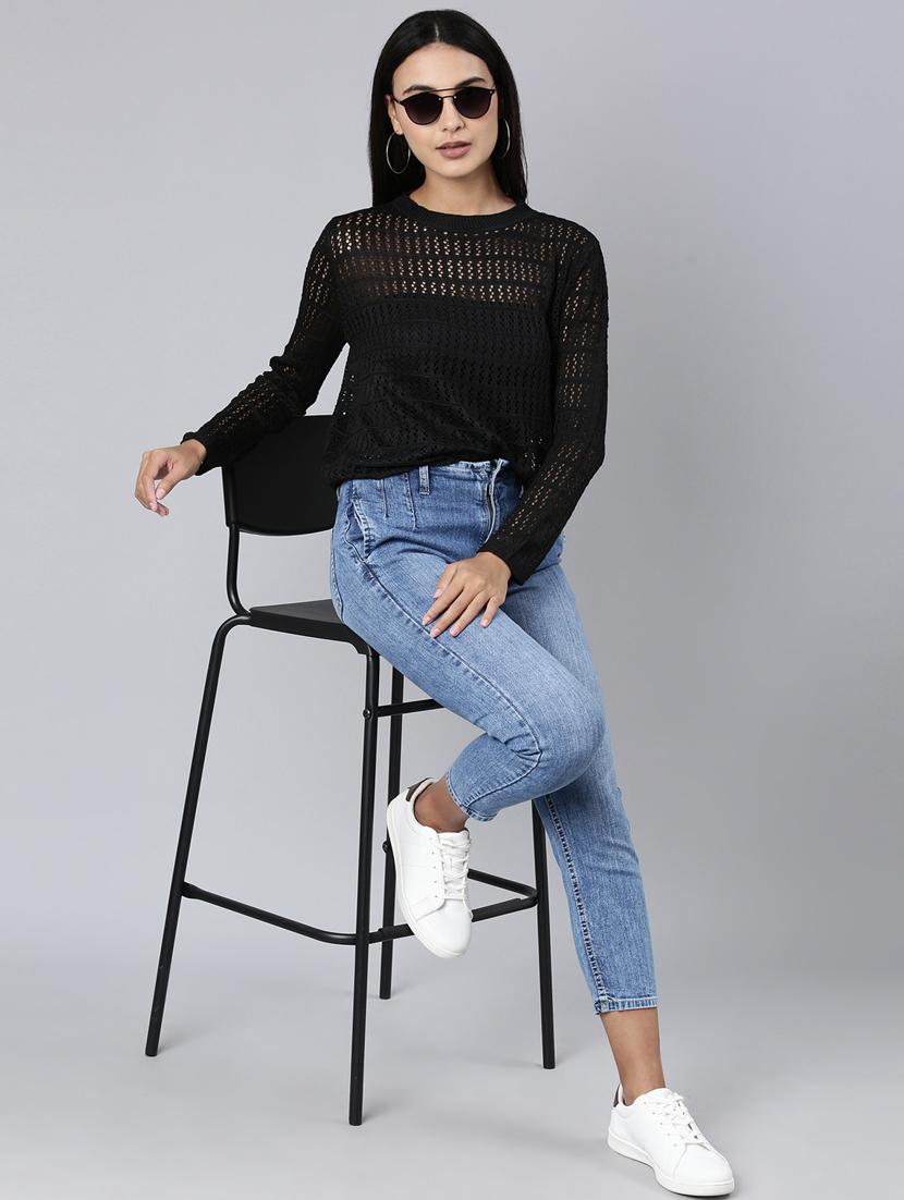 black acrylic long sleeve top - 20383117 - Standard Image - 4