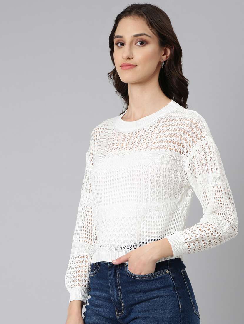 women white acrylic crop top - 20383119 -  Standard Image - 1