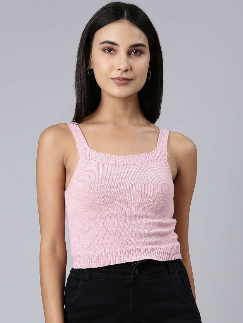 women cami neck solid crop top - 20383124 -  Zoom Image - 0