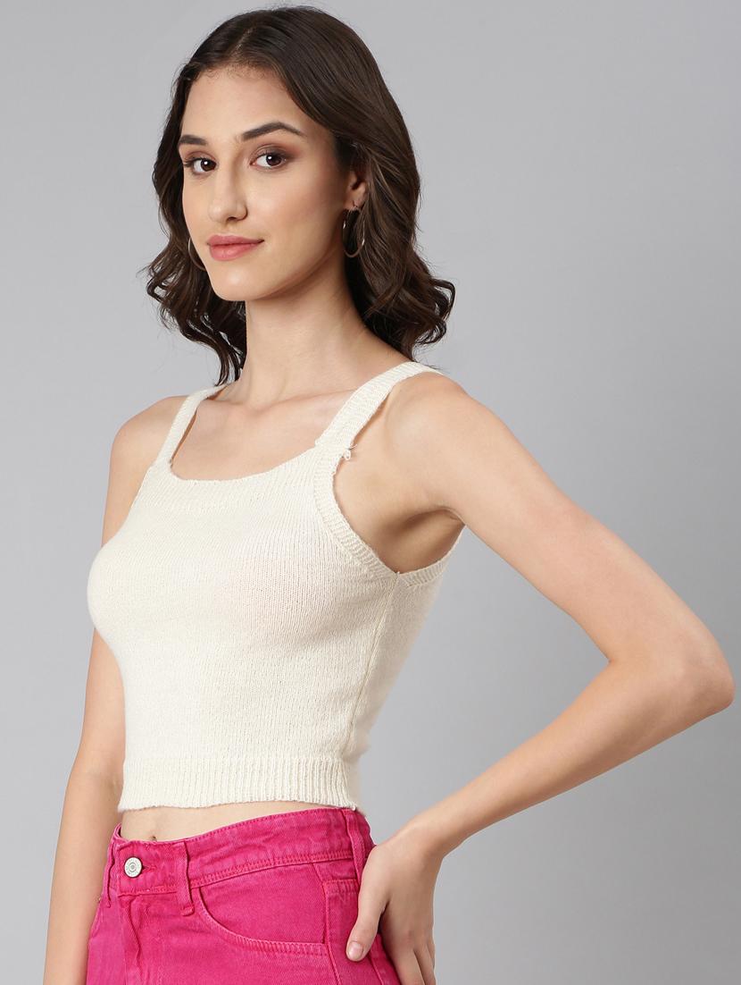 women cami neck solid crop top - 20383125 - Standard Image - 1