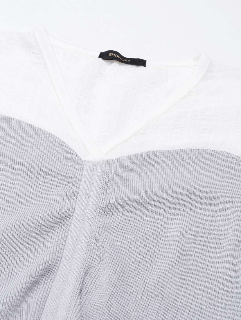 grey color block crop top - 20383128 -  Standard Image - 6