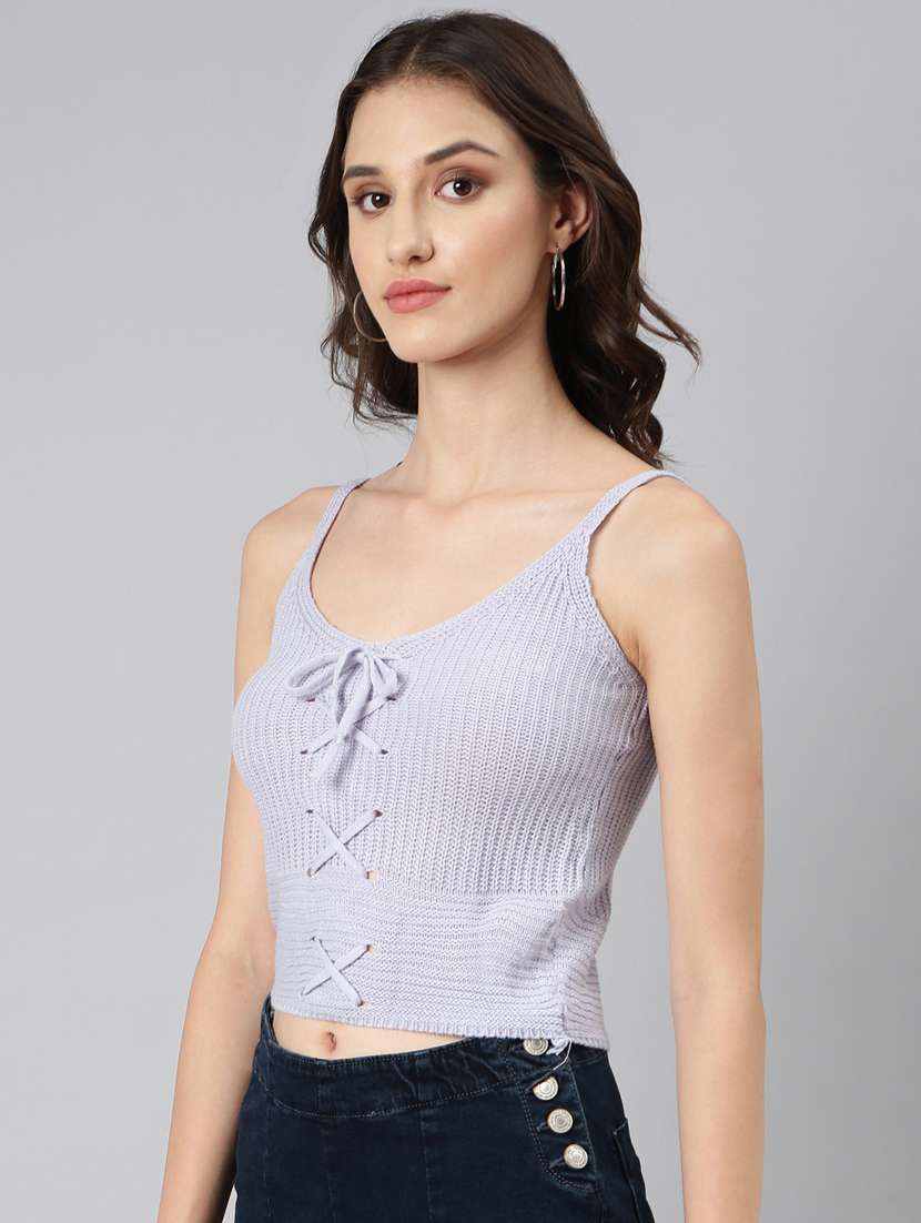 lavender solid crop top - 20383130 -  Standard Image - 1