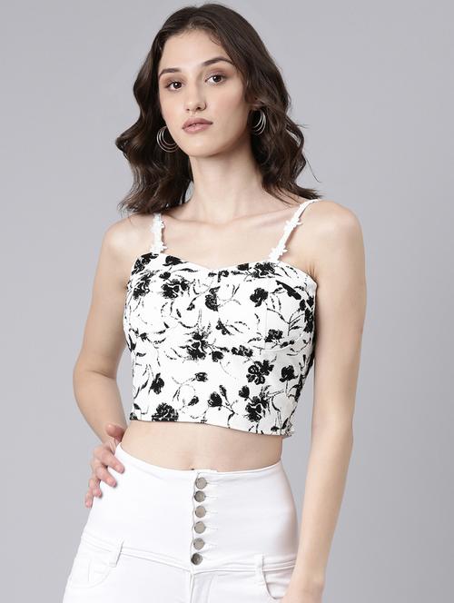 women multi color printed crepe crop top - 20383131 - Standard Image - 0