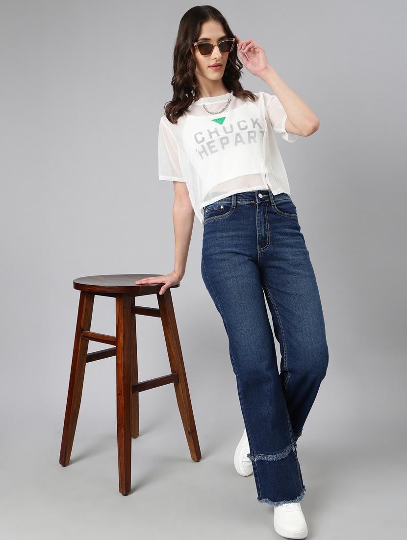 white typographic crop top with slip - 20383133 - Standard Image - 4