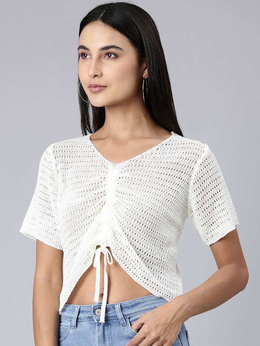 white acrylic crop top - 20383138 -  Standard Image - 1