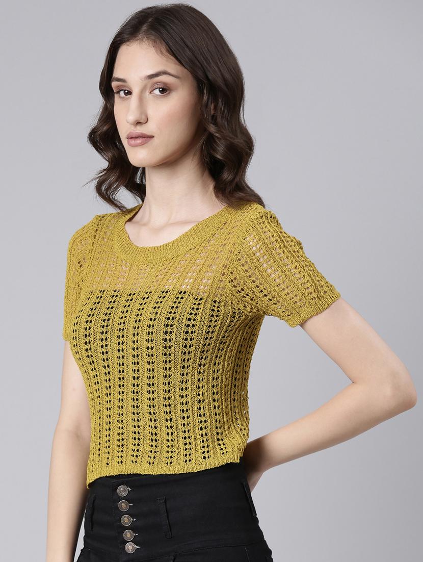olive crochet crop top - 20383140 - Standard Image - 1