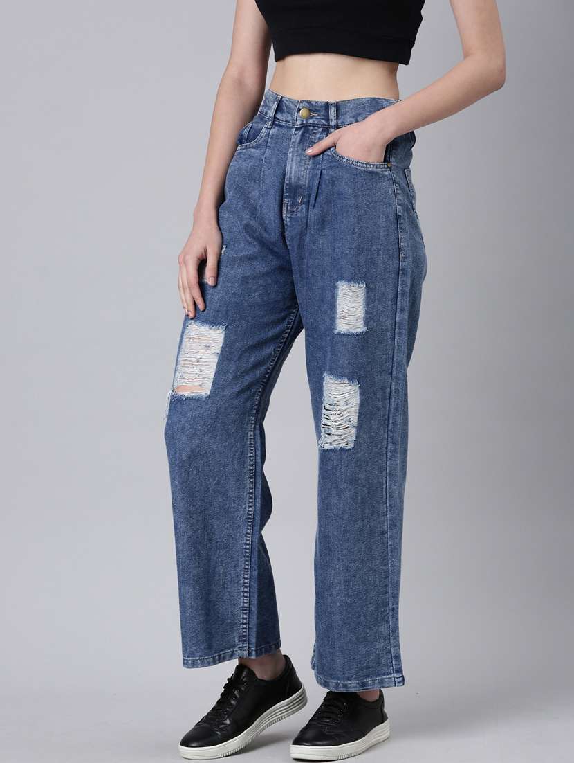 women's distress wide leg jeans - 20383164 -  Standard Image - 1