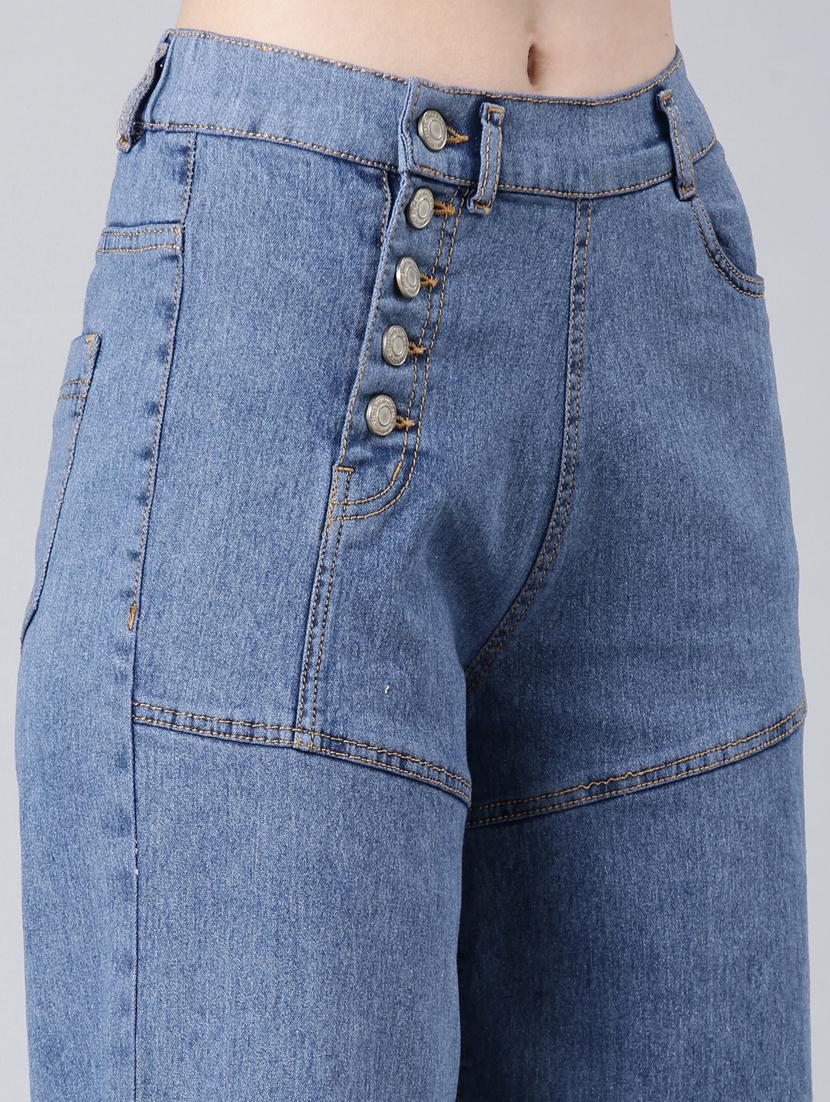 women's plain wide leg jeans - 20383166 - Standard Image - 6