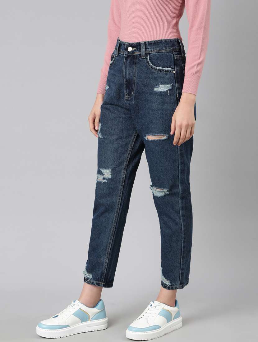 women's distress mom fit jeans - 20383209 -  Standard Image - 1