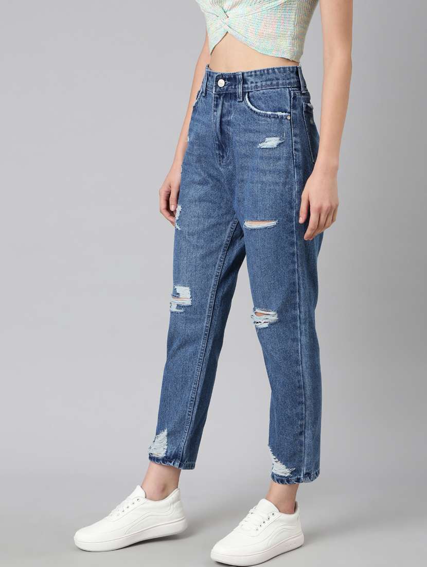 women's distress mom fit jeans - 20383210 -  Standard Image - 1