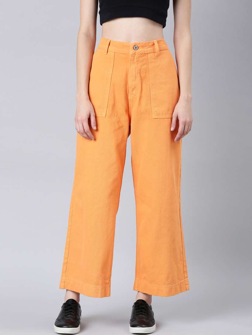 women's plain wide leg jeans