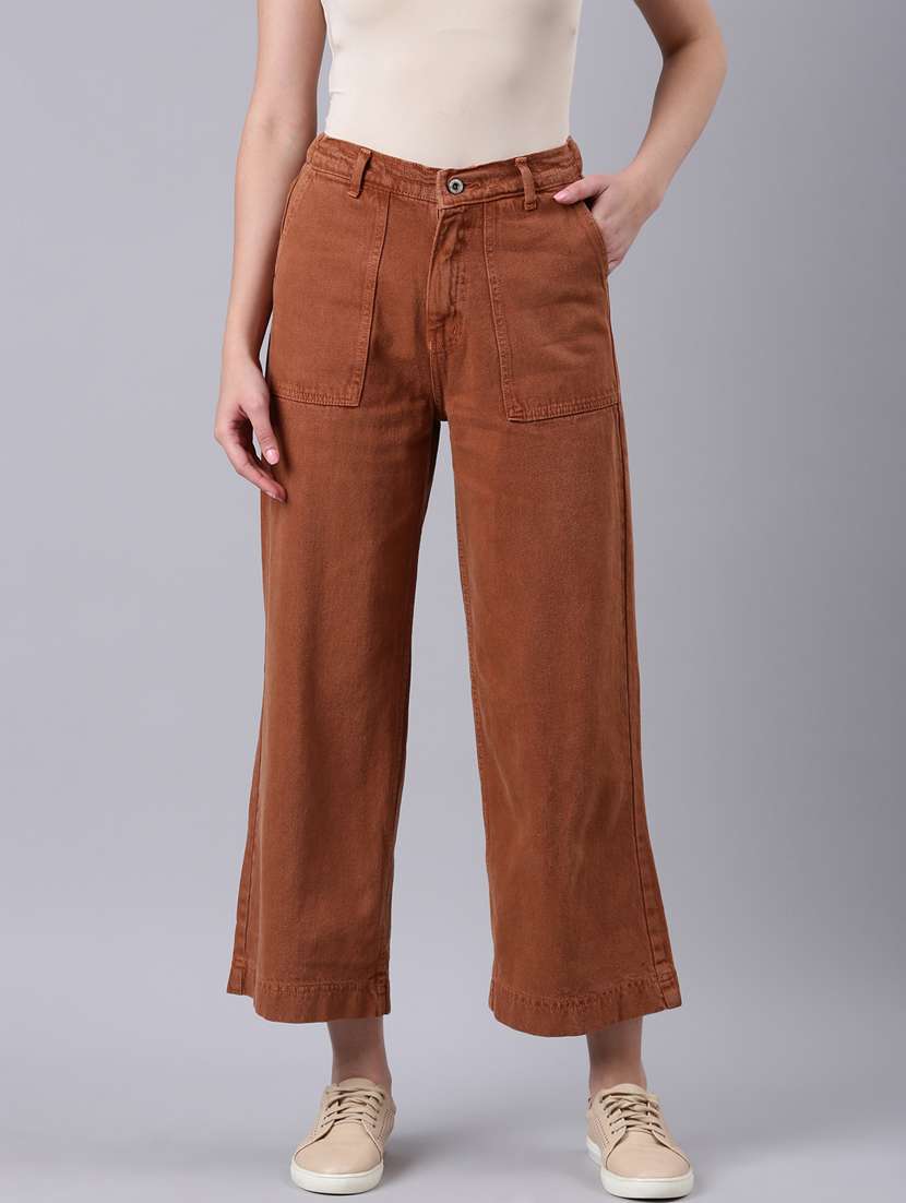 women's plain wide leg jeans