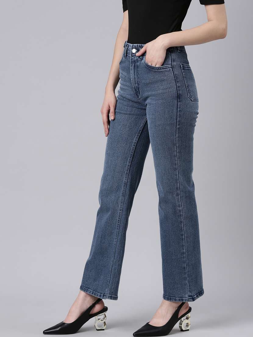 women's plain straight fit jeans - 20383274 -  Standard Image - 1