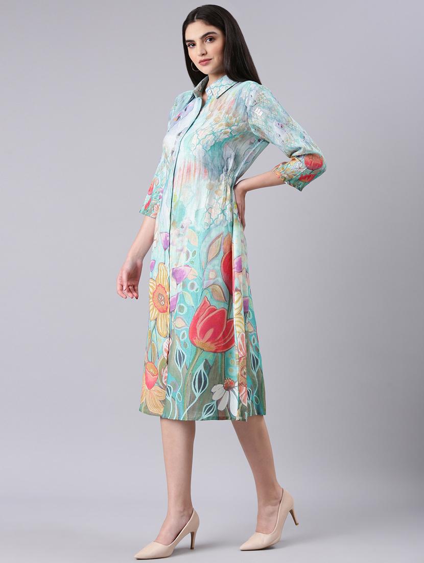 blue floral shirt dress - 20383292 -  Standard Image - 1