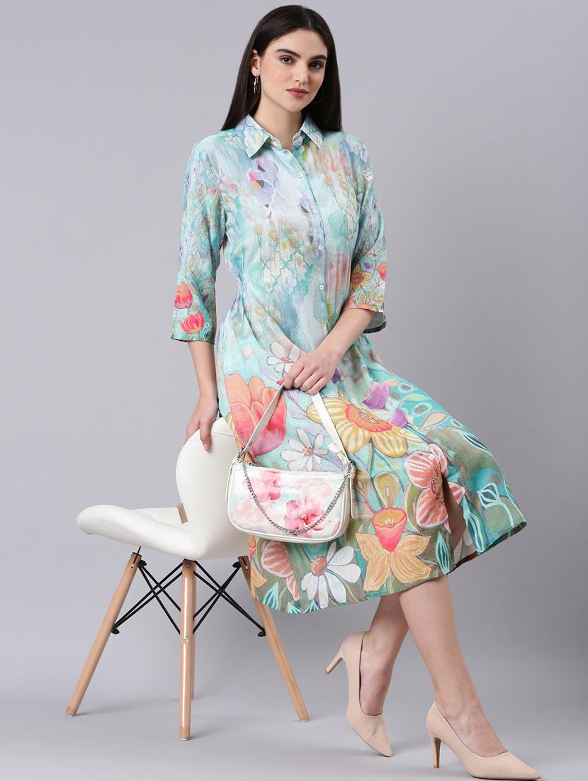 blue floral shirt dress - 20383292 - Standard Image - 4