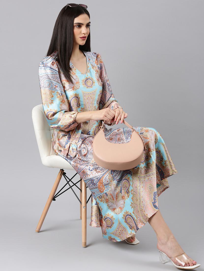 light blue printed a-line dress - 20383301 - Standard Image - 4