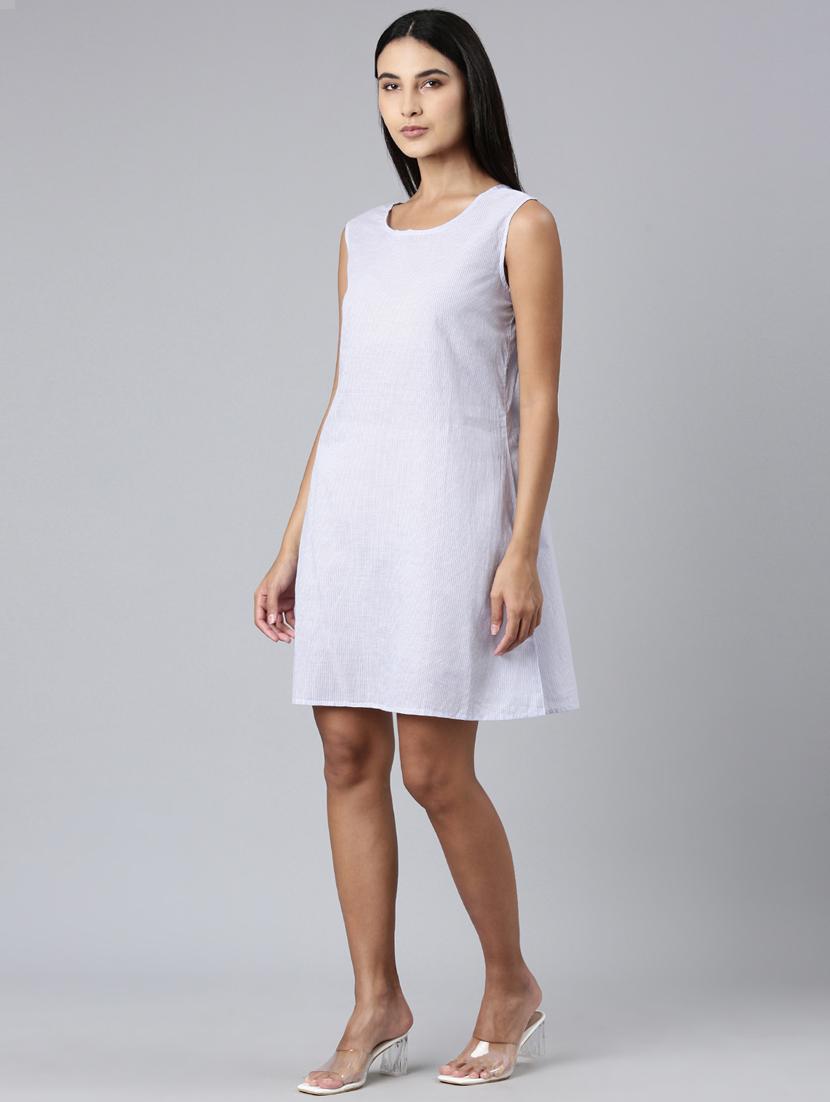 women lavender striped tiered dress - 20383302 - Standard Image - 1