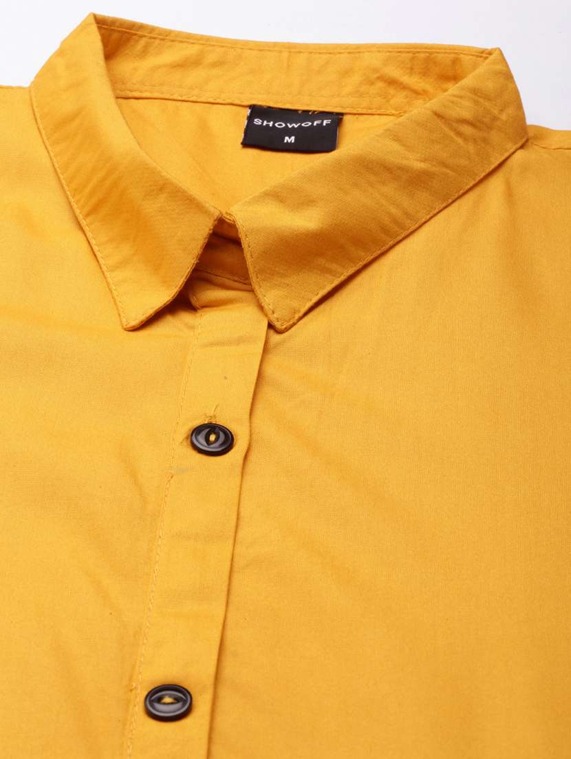 yellow solid shirt dress - 20383307 -  Standard Image - 6