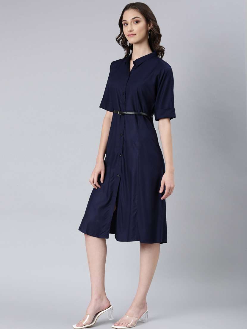 dark blue cotton shirt dress - 20383309 -  Standard Image - 1
