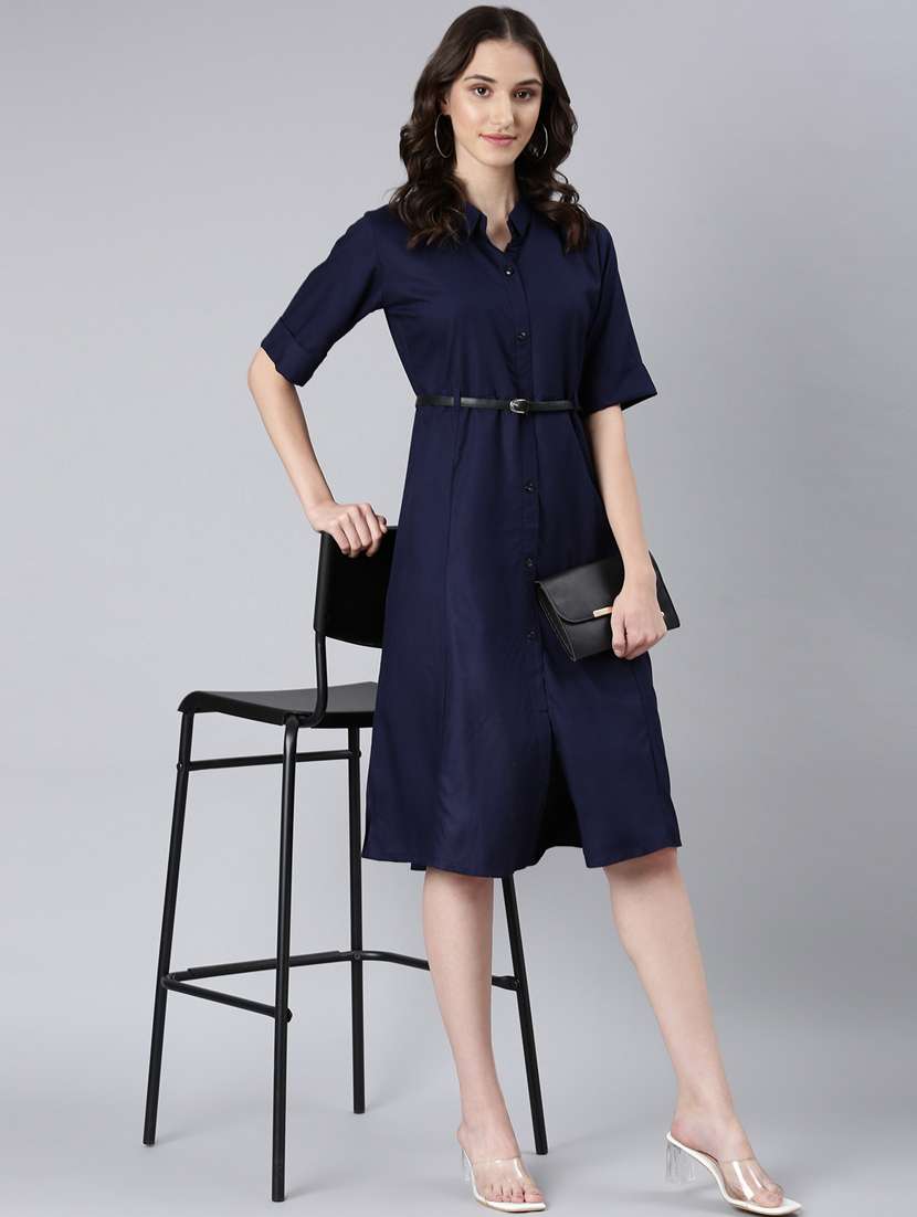 dark blue cotton shirt dress - 20383309 -  Standard Image - 4