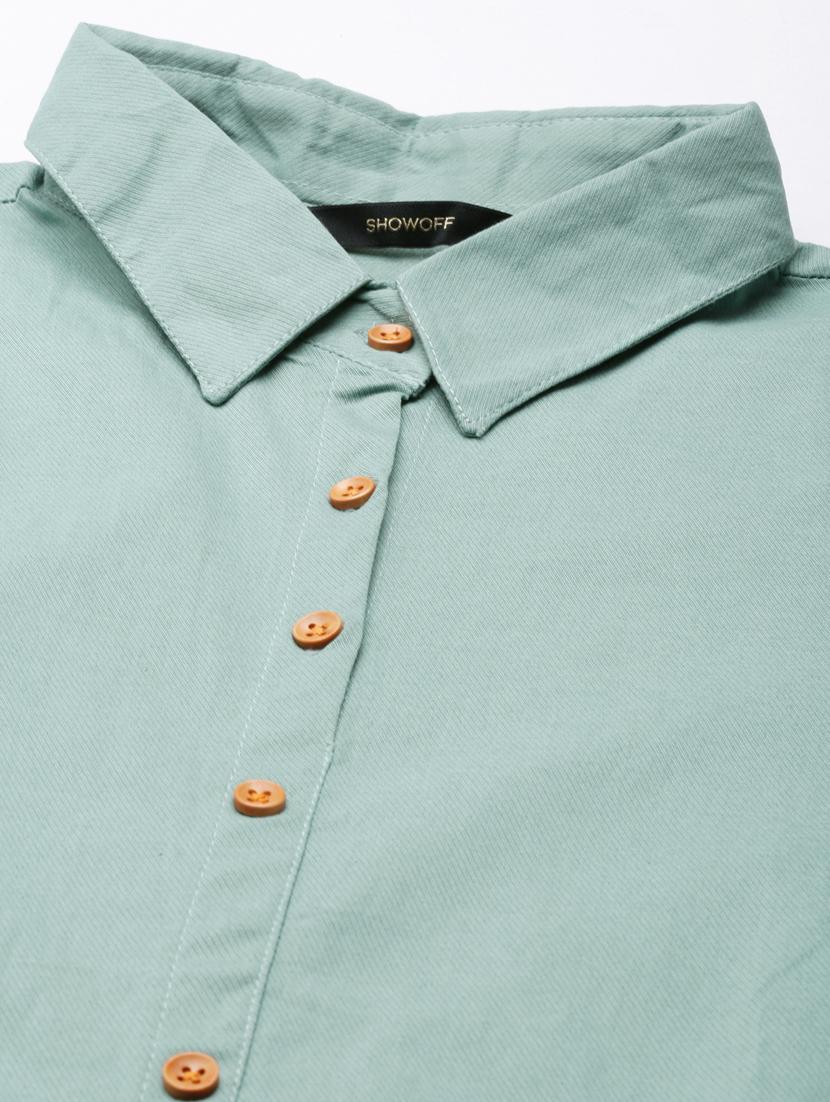 women green cotton shirt dress - 20383314 - Standard Image - 6
