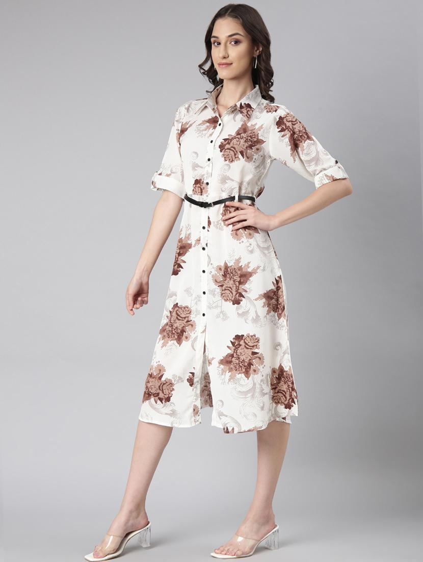 women multi color printed georgette shirt dress - 20383326 - Standard Image - 1