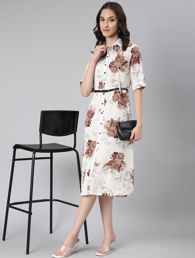 women multi color printed georgette shirt dress - 20383326 - Standard Image - 4