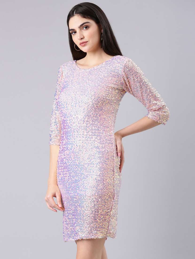 women multi color sequin nylon bodycon dress - 20383330 -  Standard Image - 1
