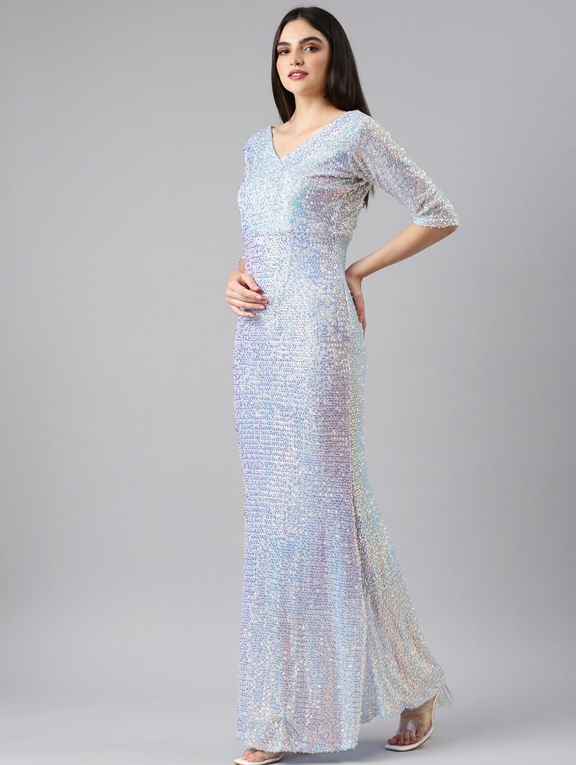 light blue sequined bodycon dress - 20383337 - Standard Image - 1