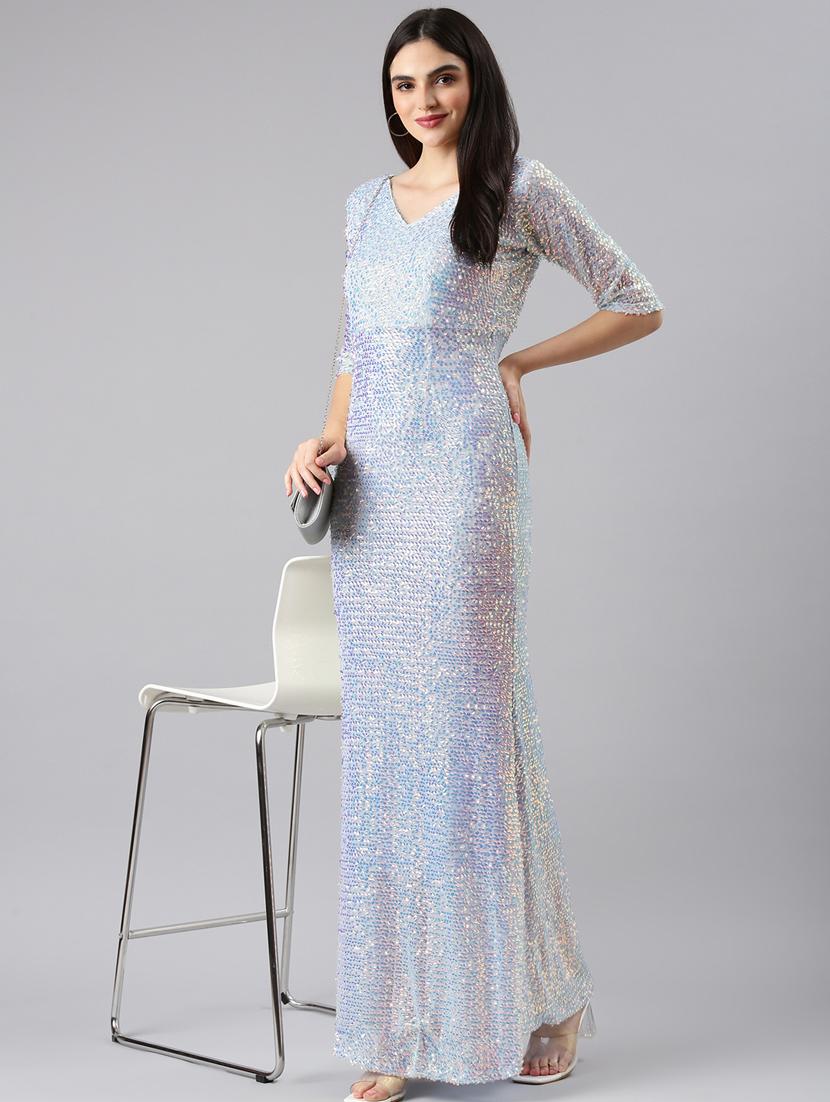 light blue sequined bodycon dress - 20383337 - Standard Image - 4