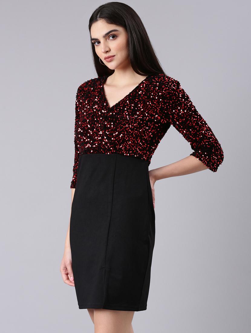 women multi color sequin cotton sheath dress - 20383339 - Standard Image - 1