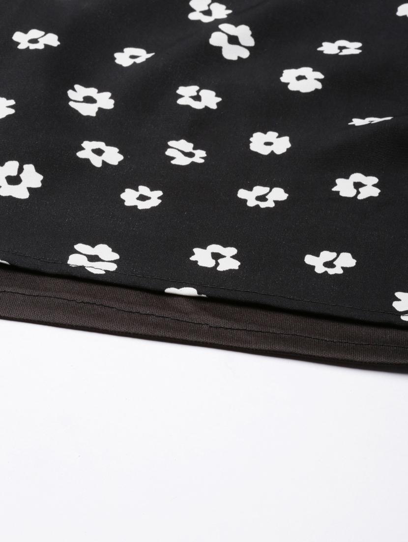 black floral print a-line dress - 20383346 - Standard Image - 6