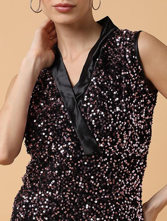 black sequin work bodycon dress - 20383350 - Standard Image - 6