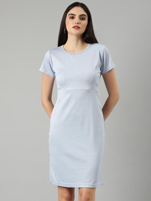 light blue self design bodycon dress - 20383356 - Standard Image - 0
