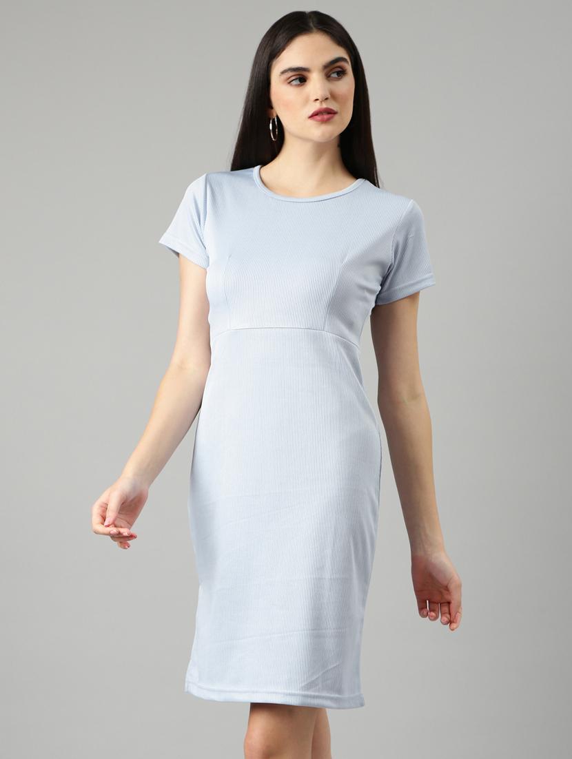 light blue self design bodycon dress - 20383356 - Standard Image - 1