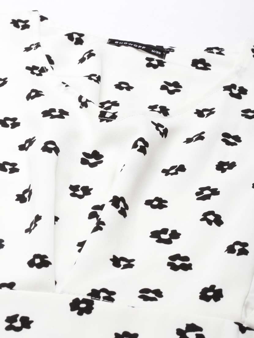 white floral print a-line dress - 20383358 -  Standard Image - 6