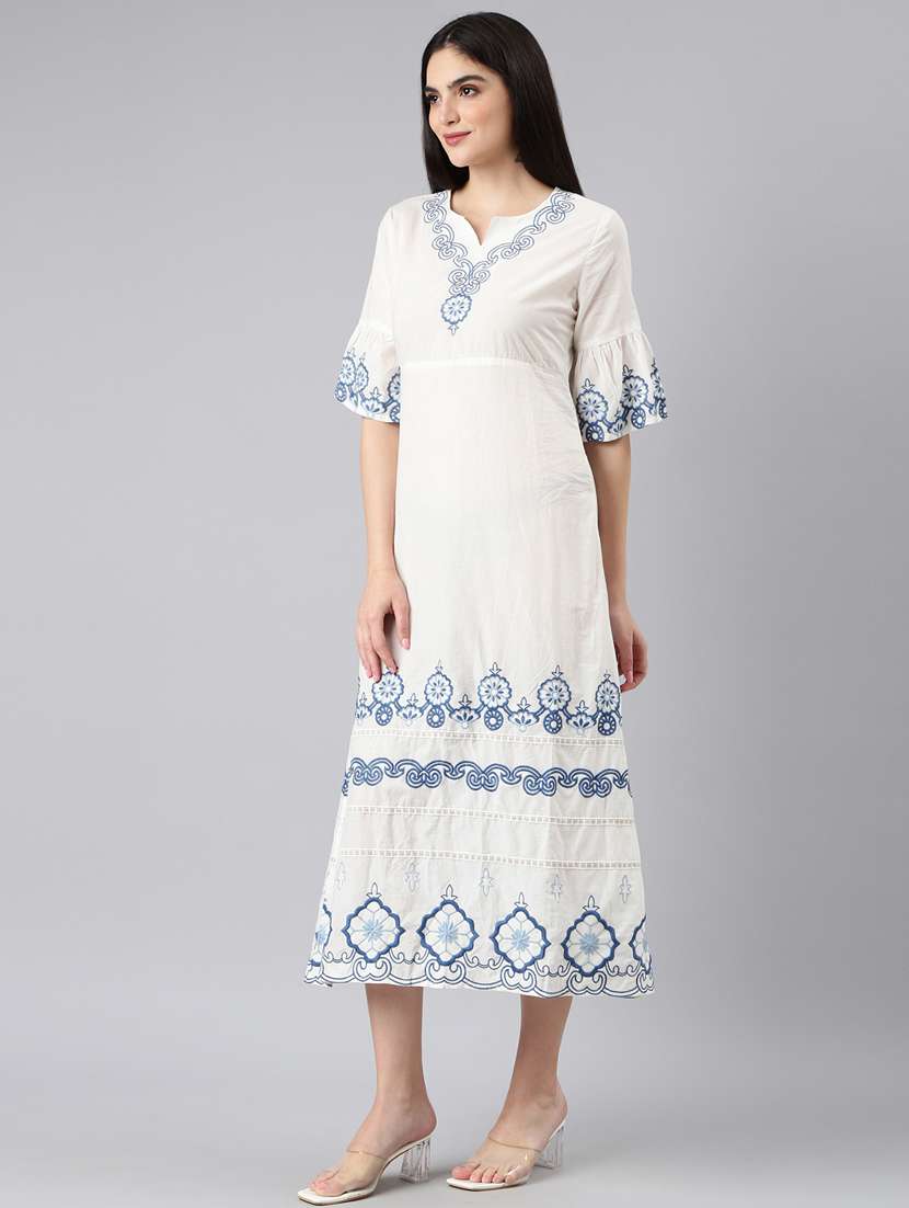 women white cotton a-line dress - 20383362 -  Standard Image - 1